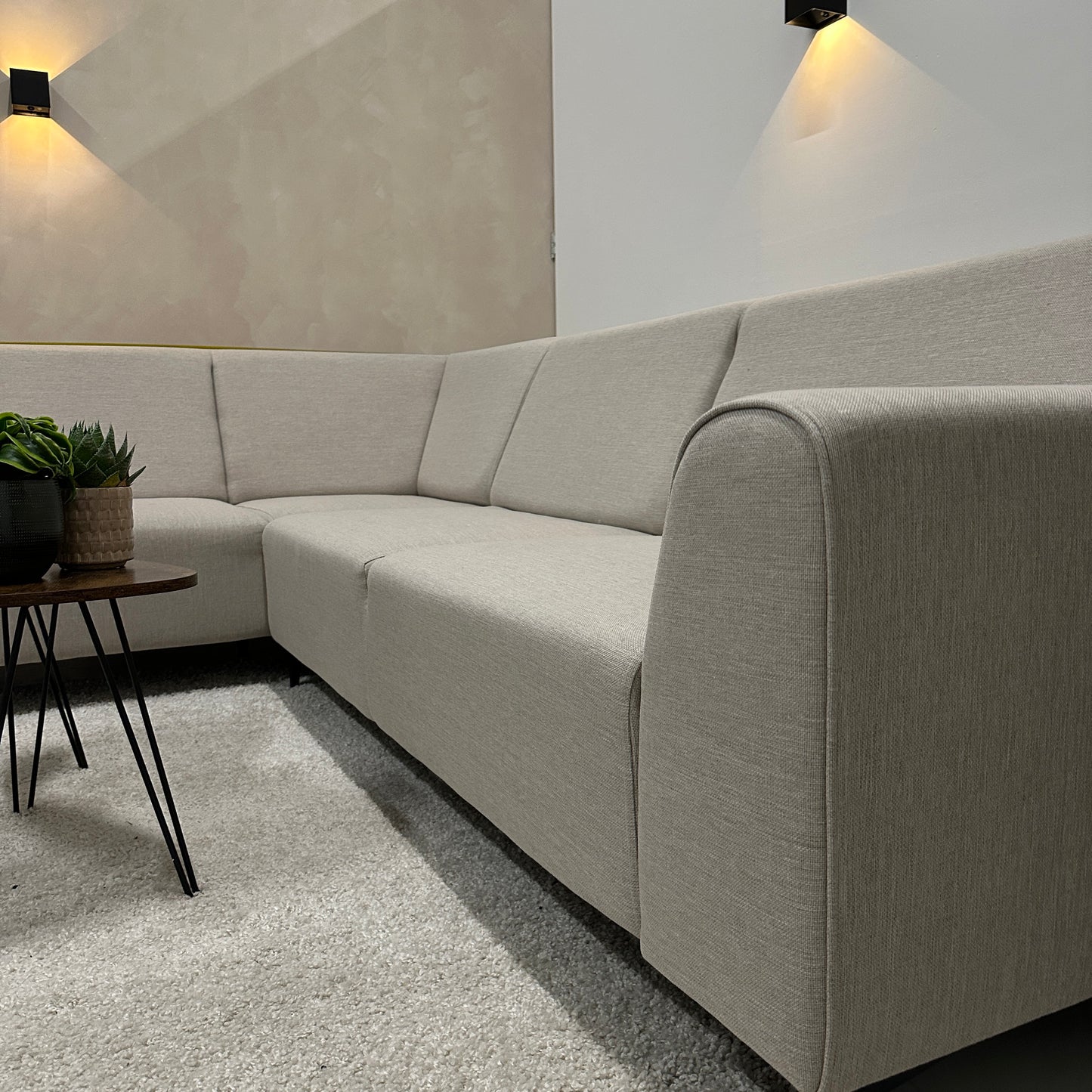 Beige hoekbank 275x210cm
