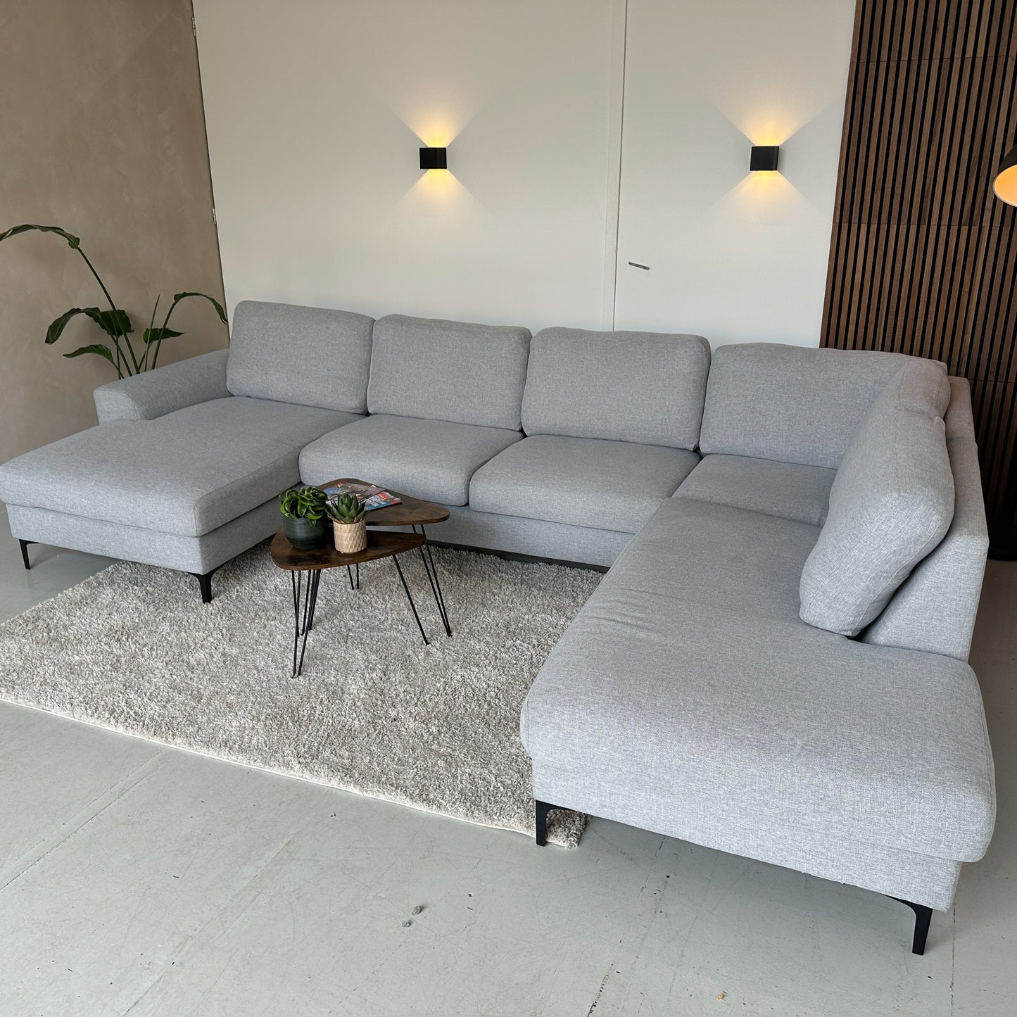 Grijze U-bank 365x240/163cm