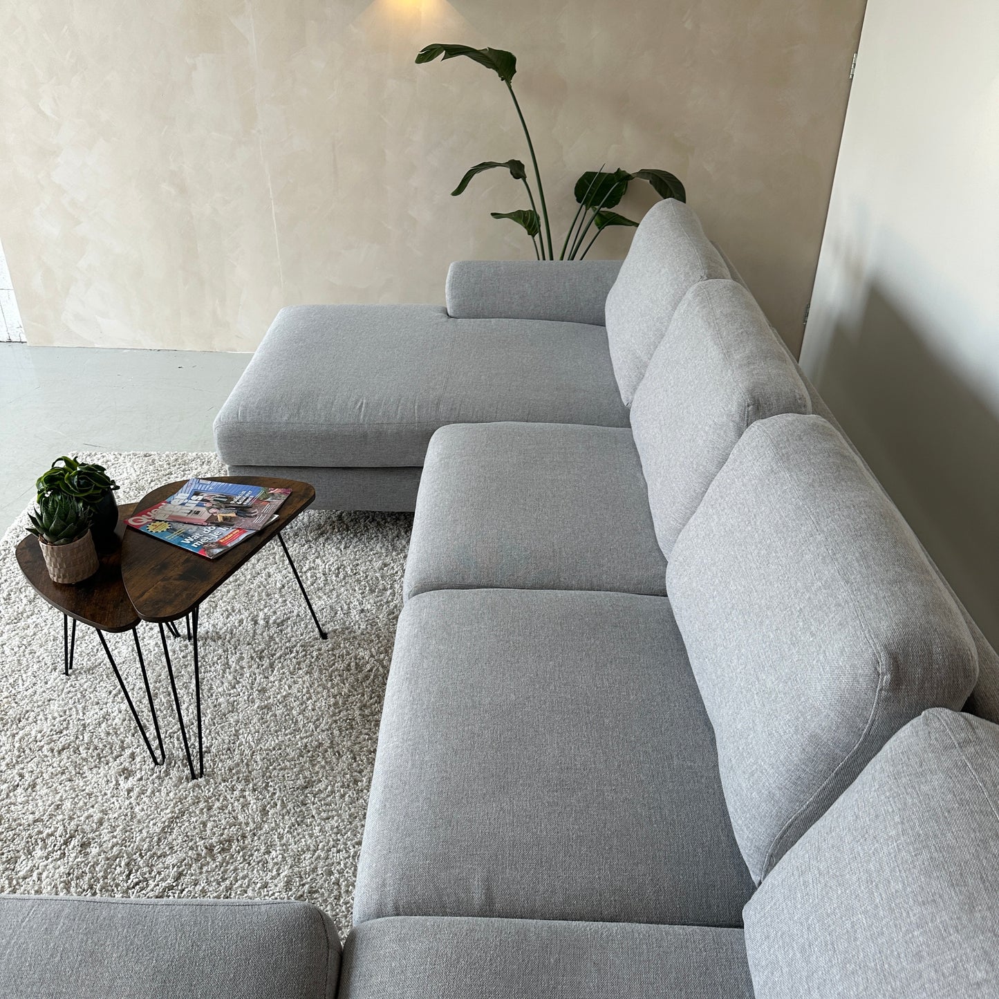 Grijze U-bank 365x240/163cm