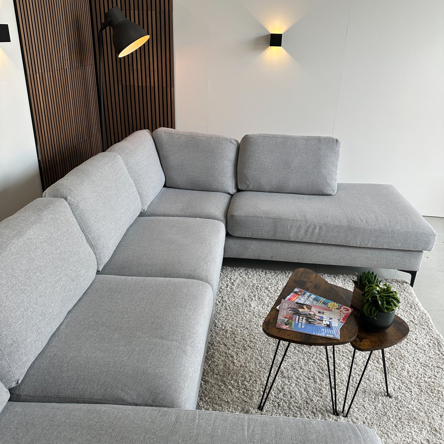 Grijze U-bank 365x240/163cm