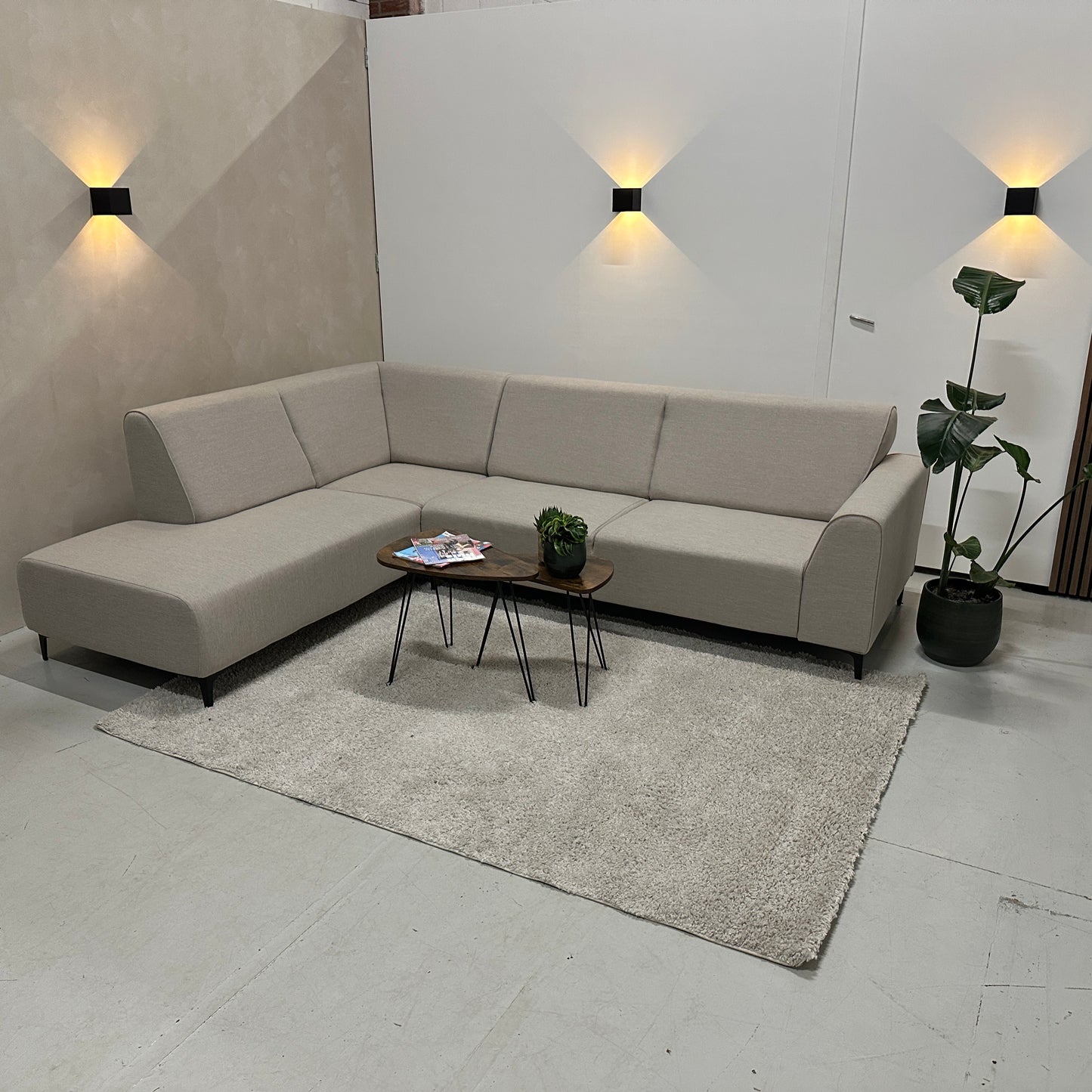 Beige hoekbank 275x210cm