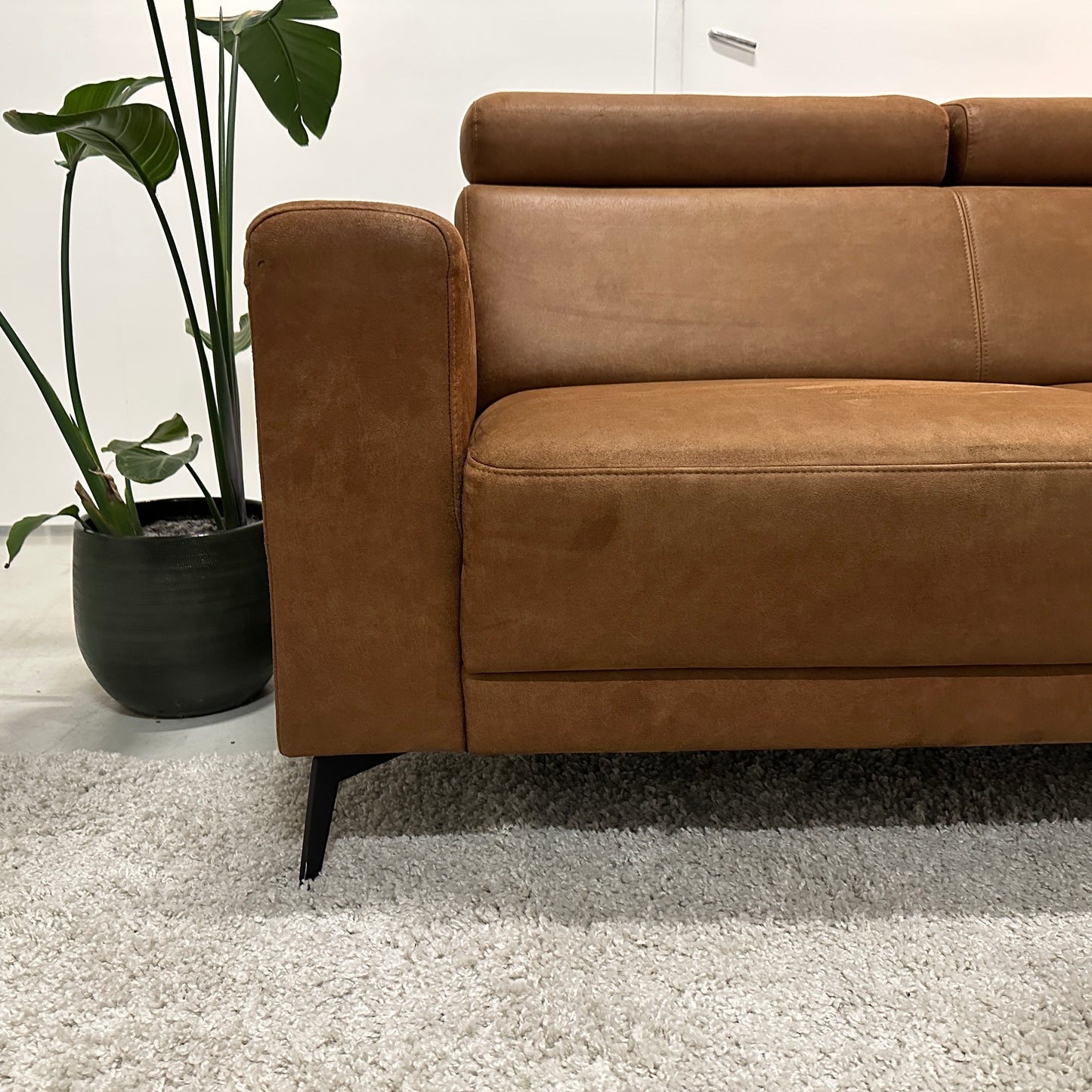 Cognac hoekbank 250x210cm