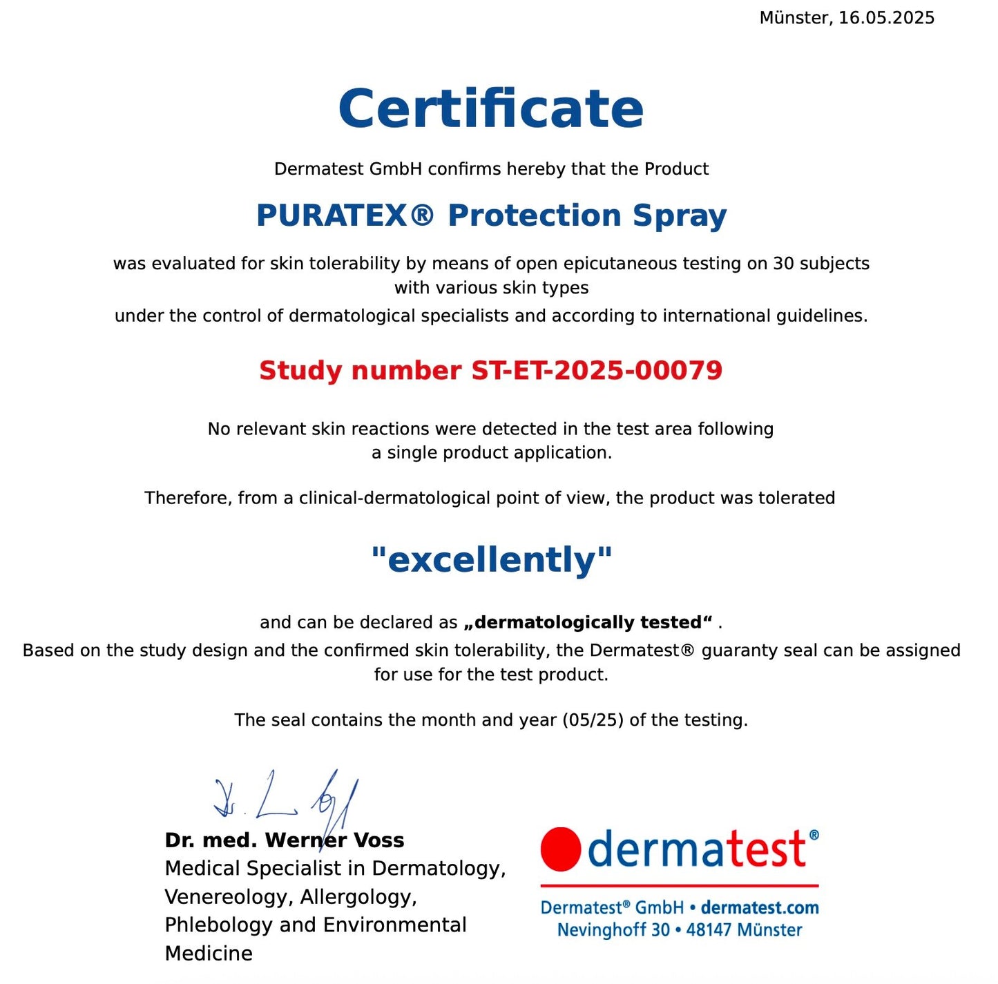 certificaat dermatologisch veilig gekeurd
