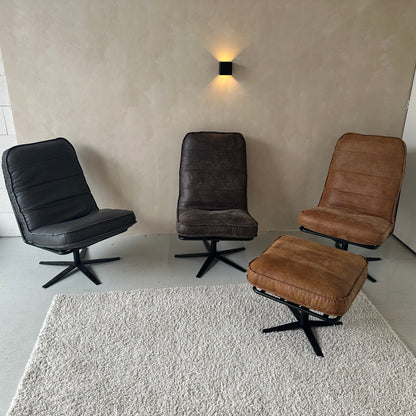INNO living Odin fauteuil cognac met hocker