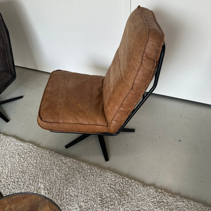 INNO living Odin fauteuil cognac met hocker