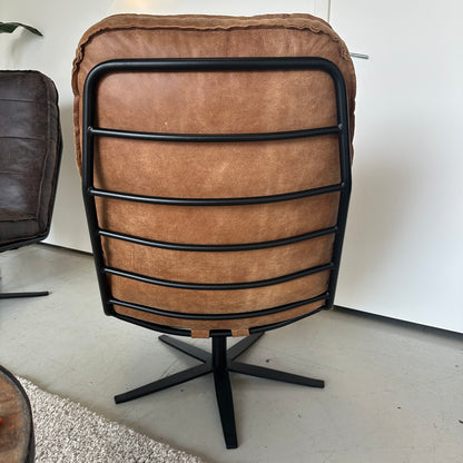INNO living Odin fauteuil cognac met hocker