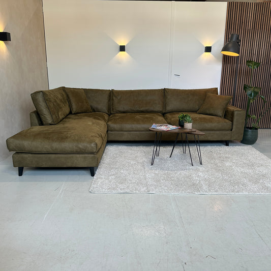 Hoekbank olijfgroen 308x210cm