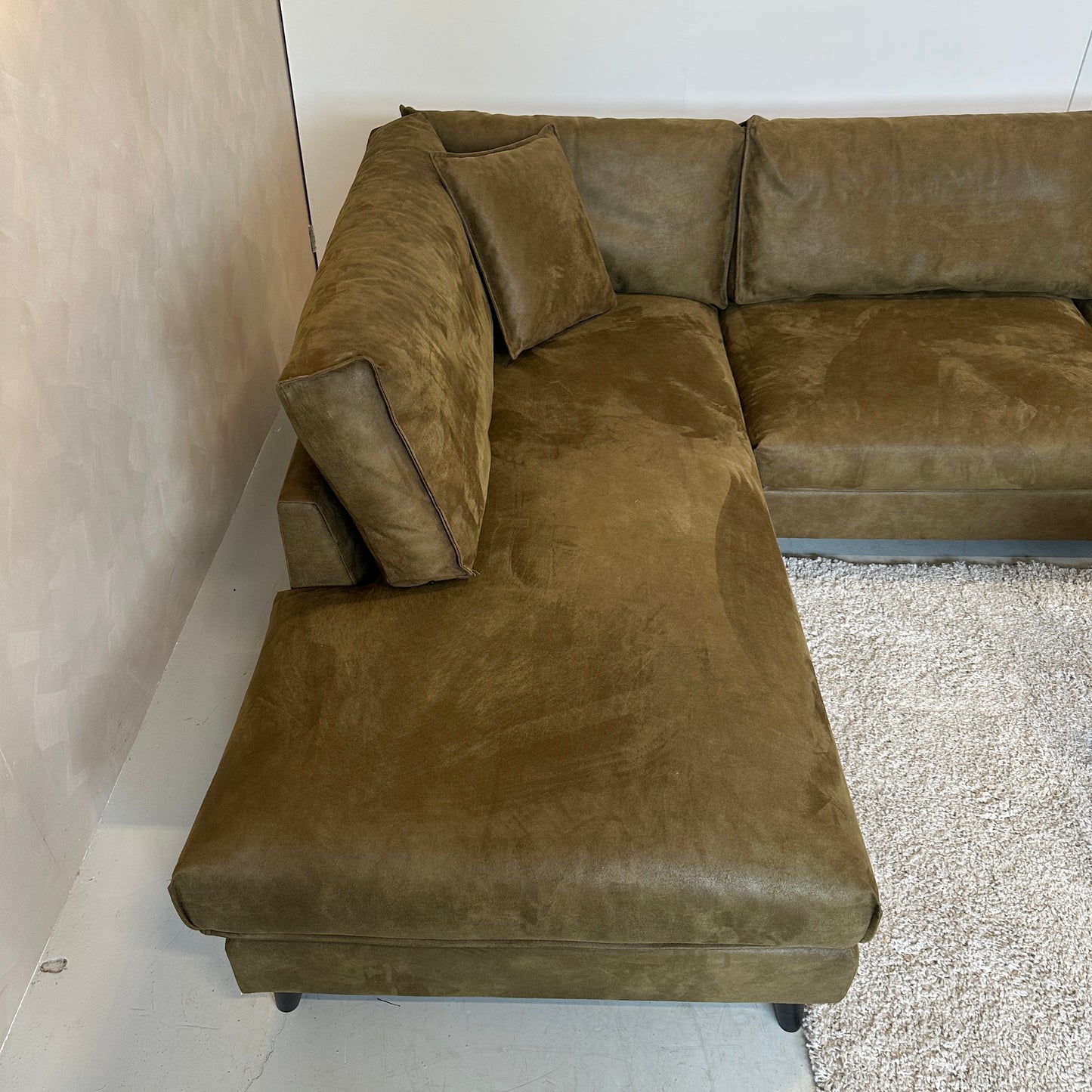 Hoekbank olijfgroen 308x210cm