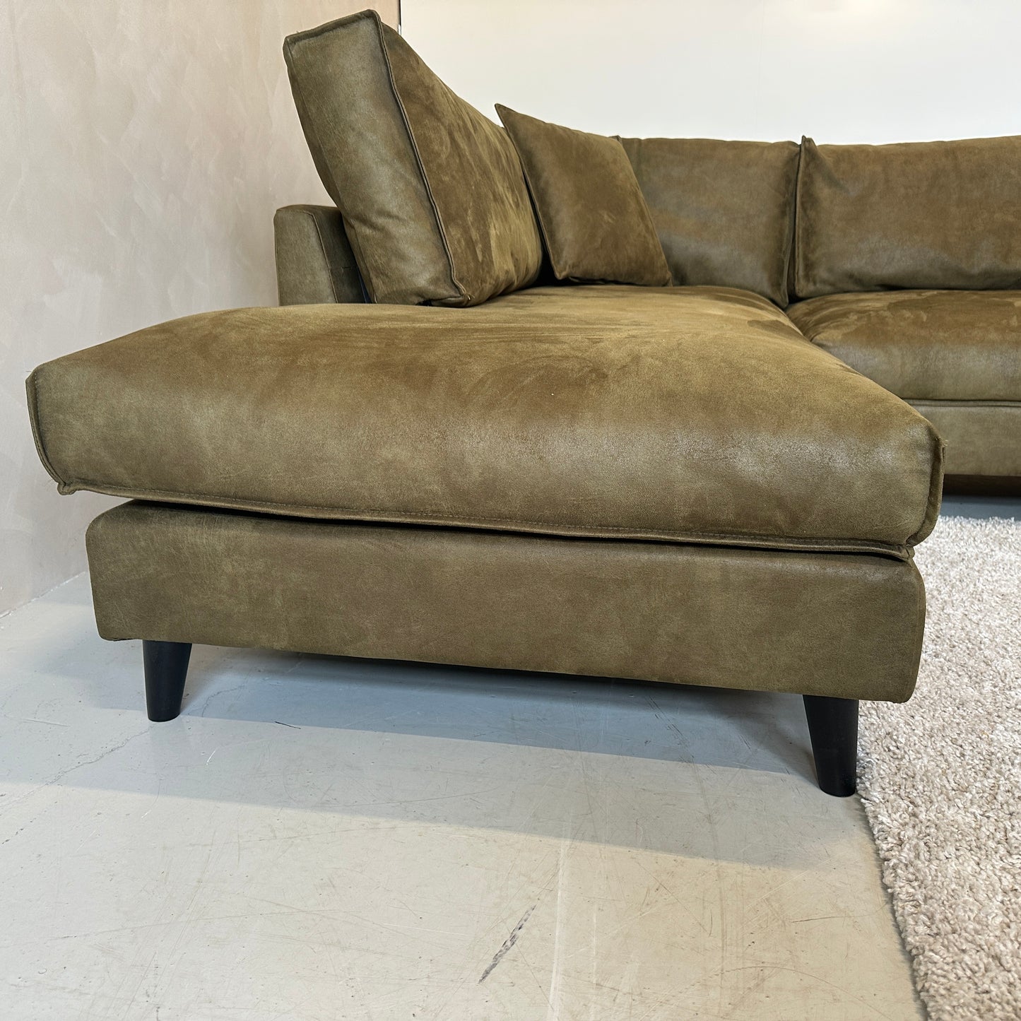 Hoekbank olijfgroen 308x210cm