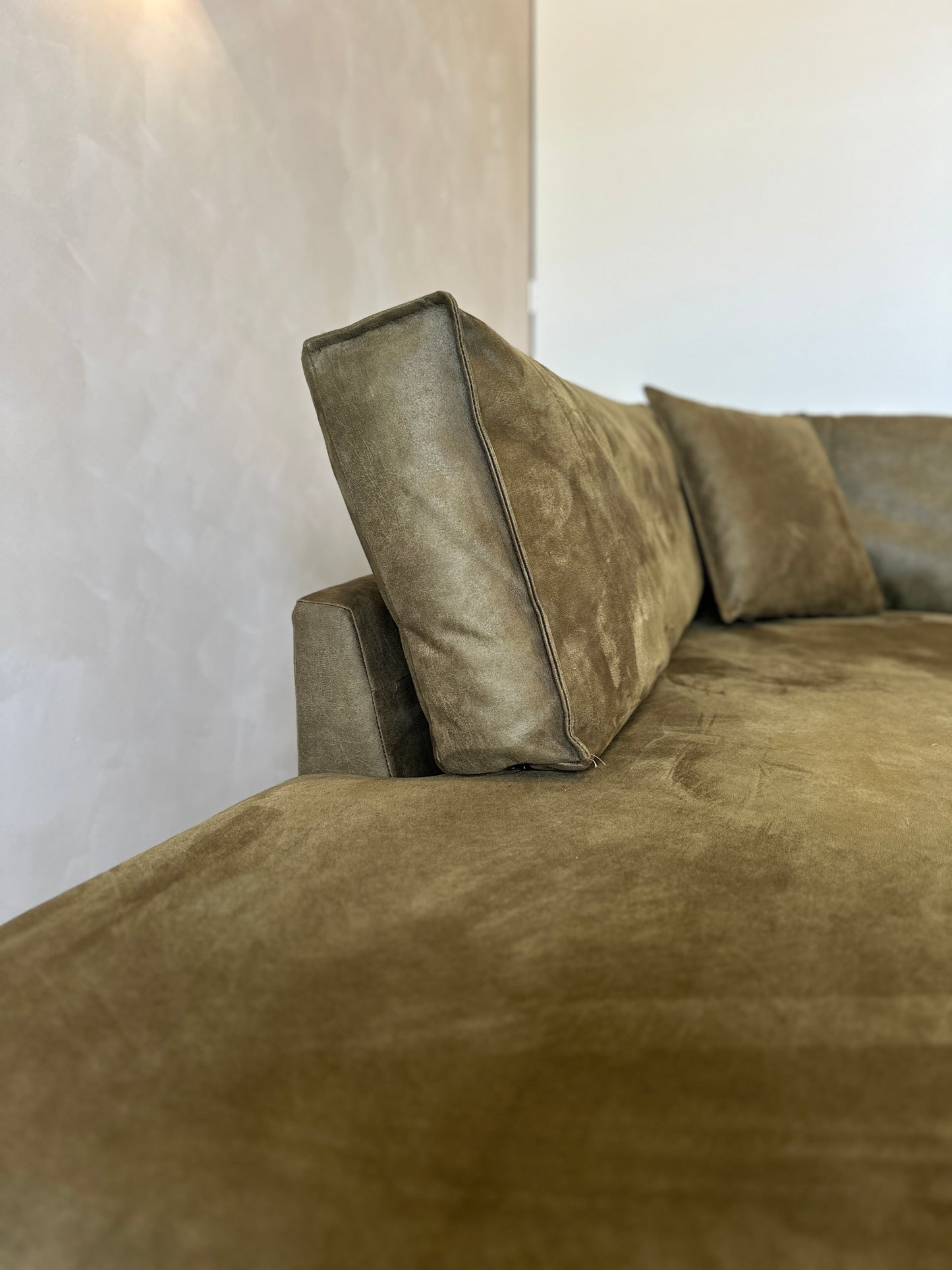 Hoekbank olijfgroen 308x210cm