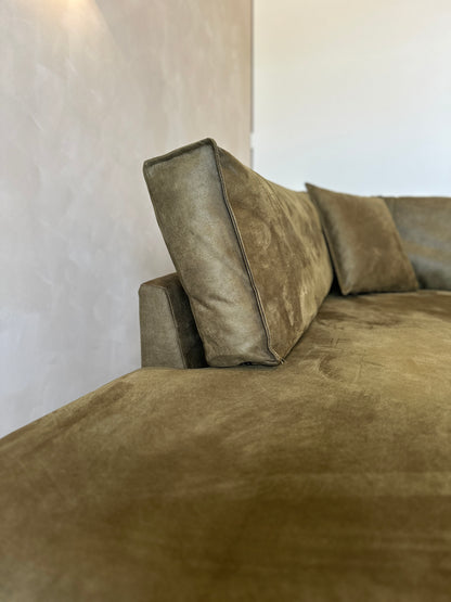 Hoekbank olijfgroen 308x210cm