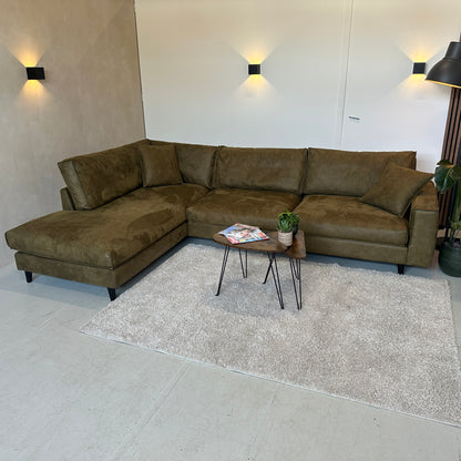Hoekbank olijfgroen 308x210cm