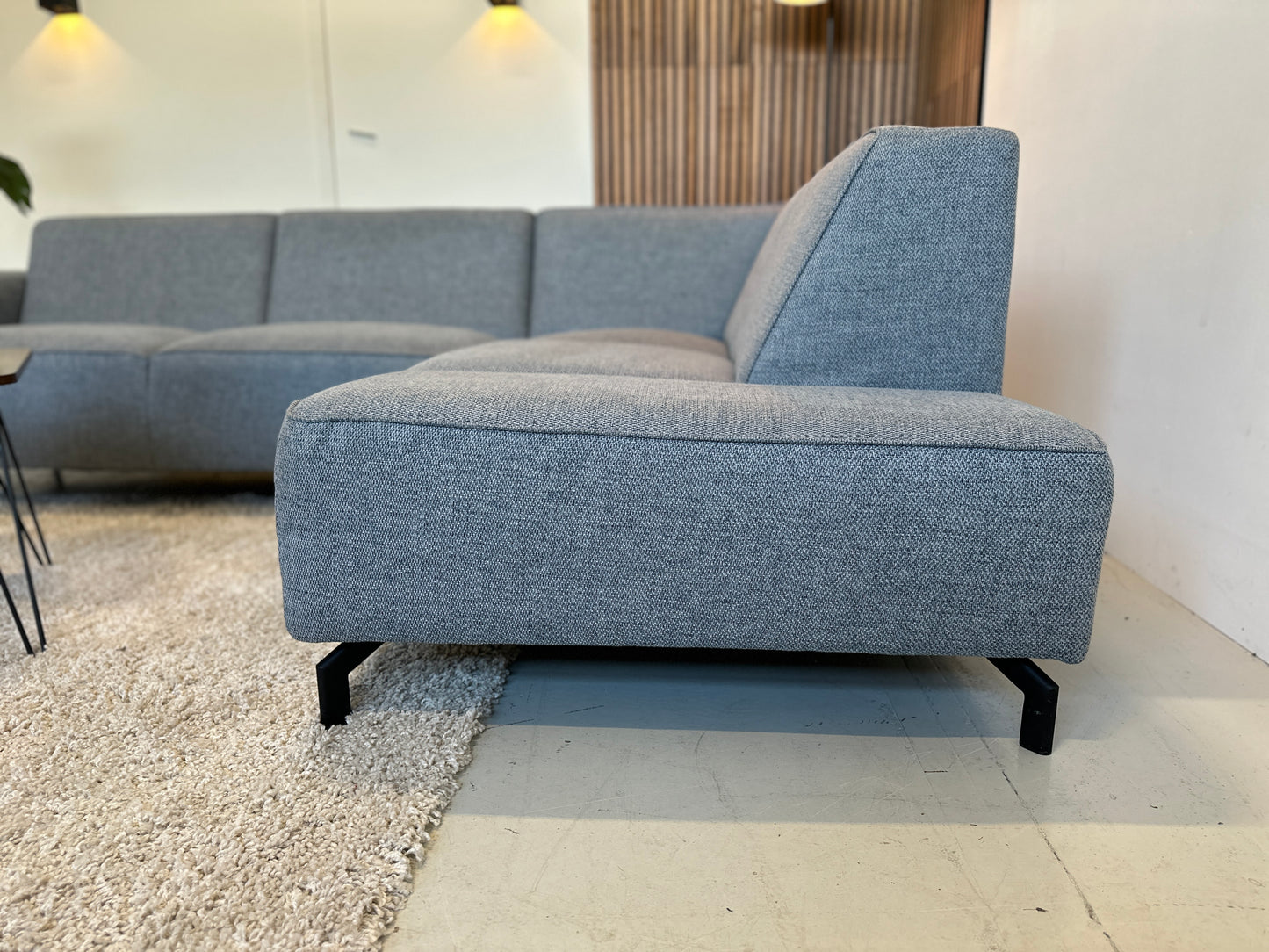 Blauw/grijze hoekbank 270x196cm