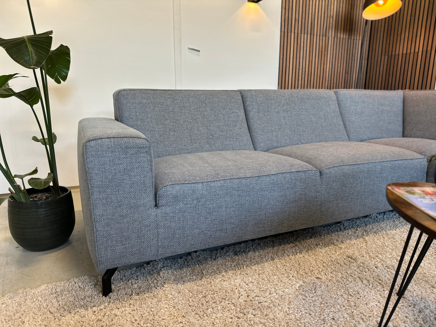 Blauw/grijze hoekbank 270x196cm