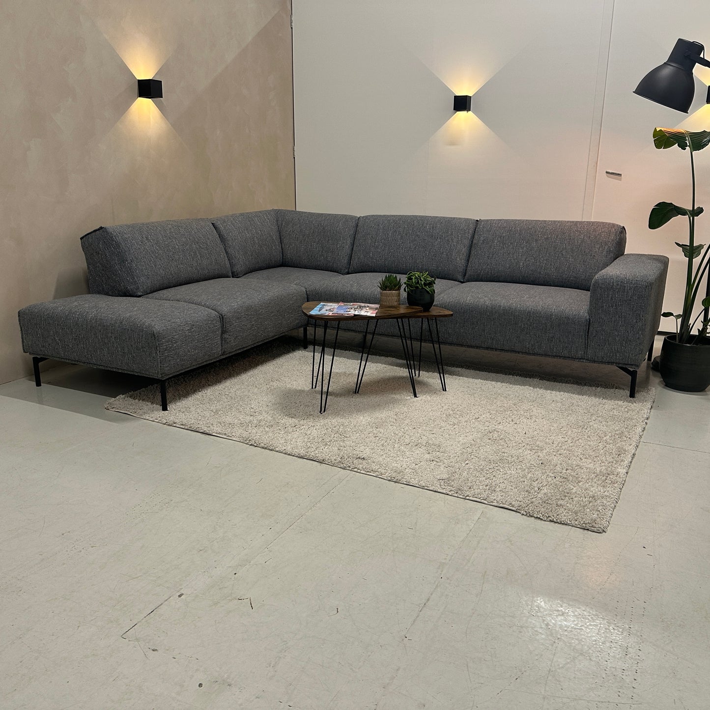 Blauwgrijze Montel hoekbank 295x230cm