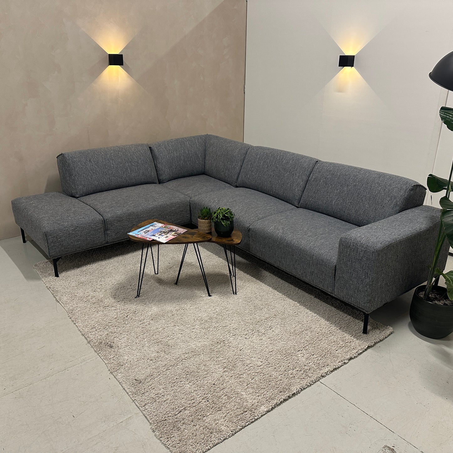 Blauwgrijze Montel hoekbank 295x230cm