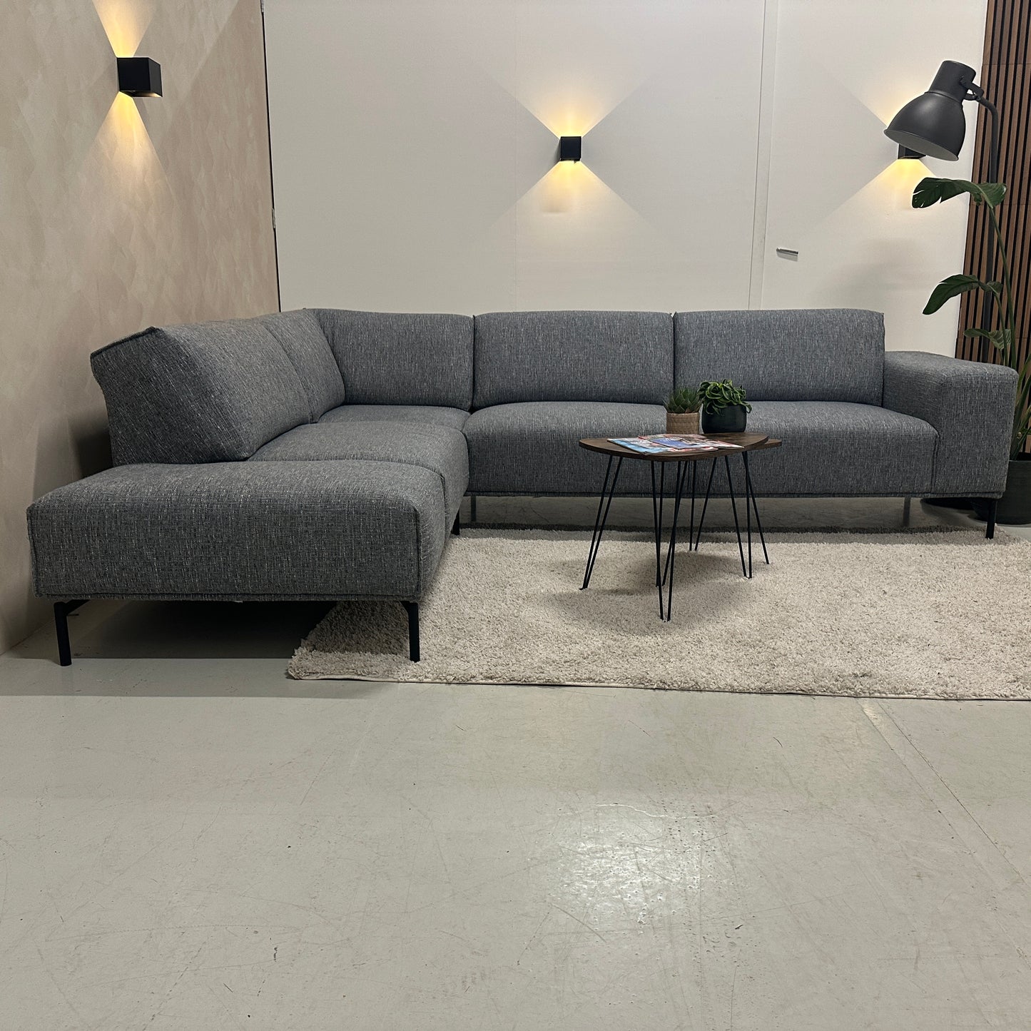 Blauwgrijze Montel hoekbank 295x230cm