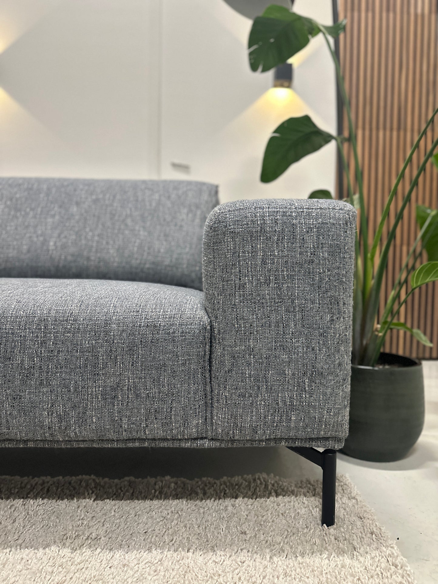 Blauwgrijze Montel hoekbank 295x230cm