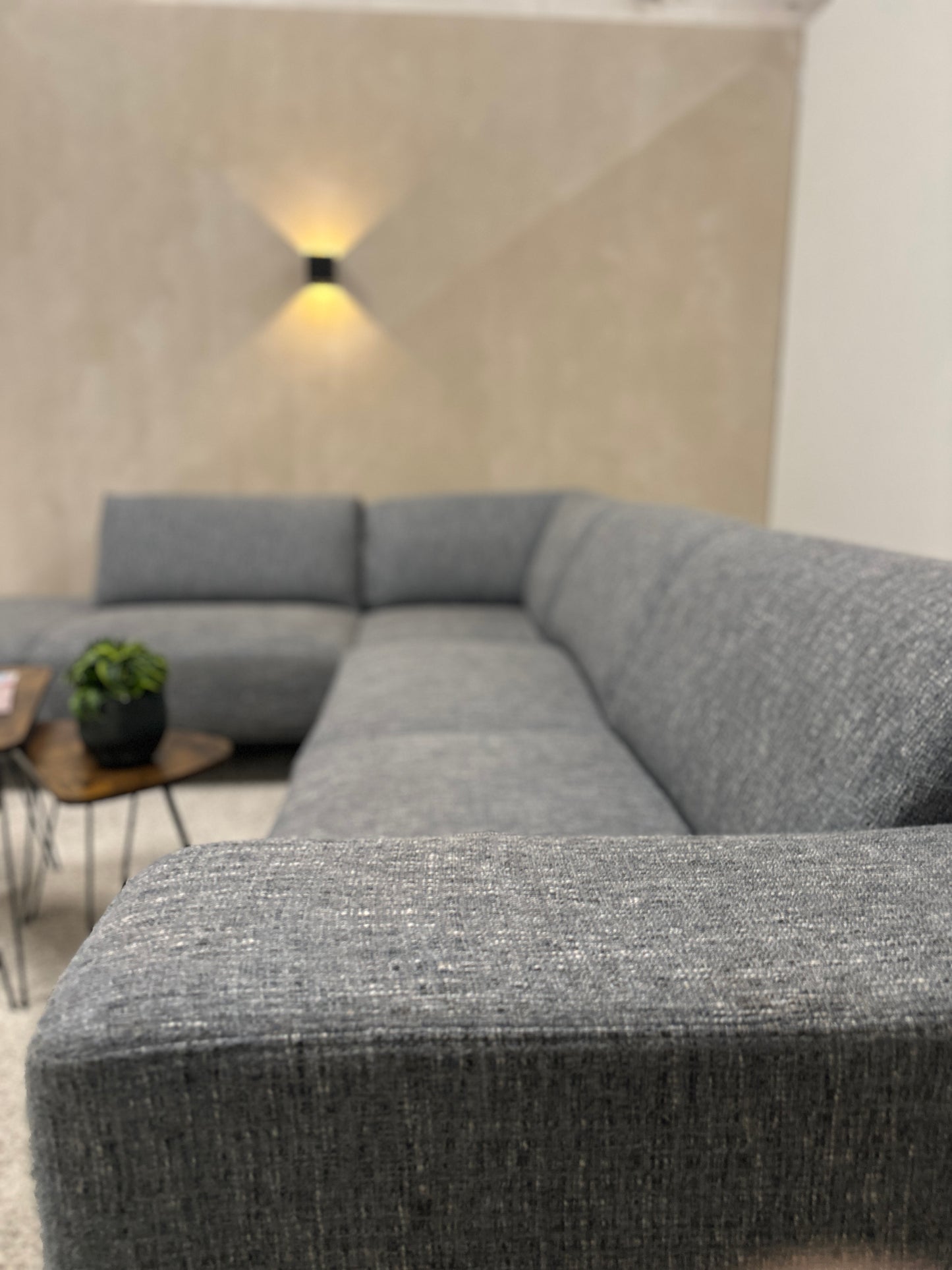 Blauwgrijze Montel hoekbank 295x230cm