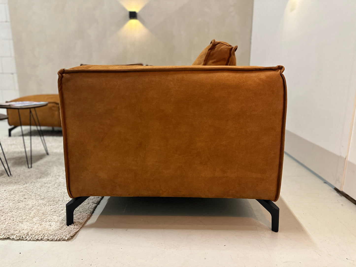 Cognac hoekbank 272x245cm