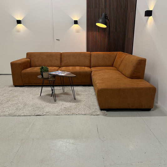 Cognac hoekbank 275x220cm