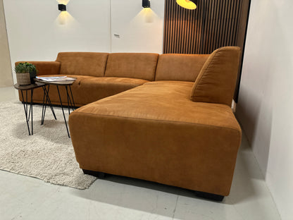 Cognac hoekbank 275x220cm