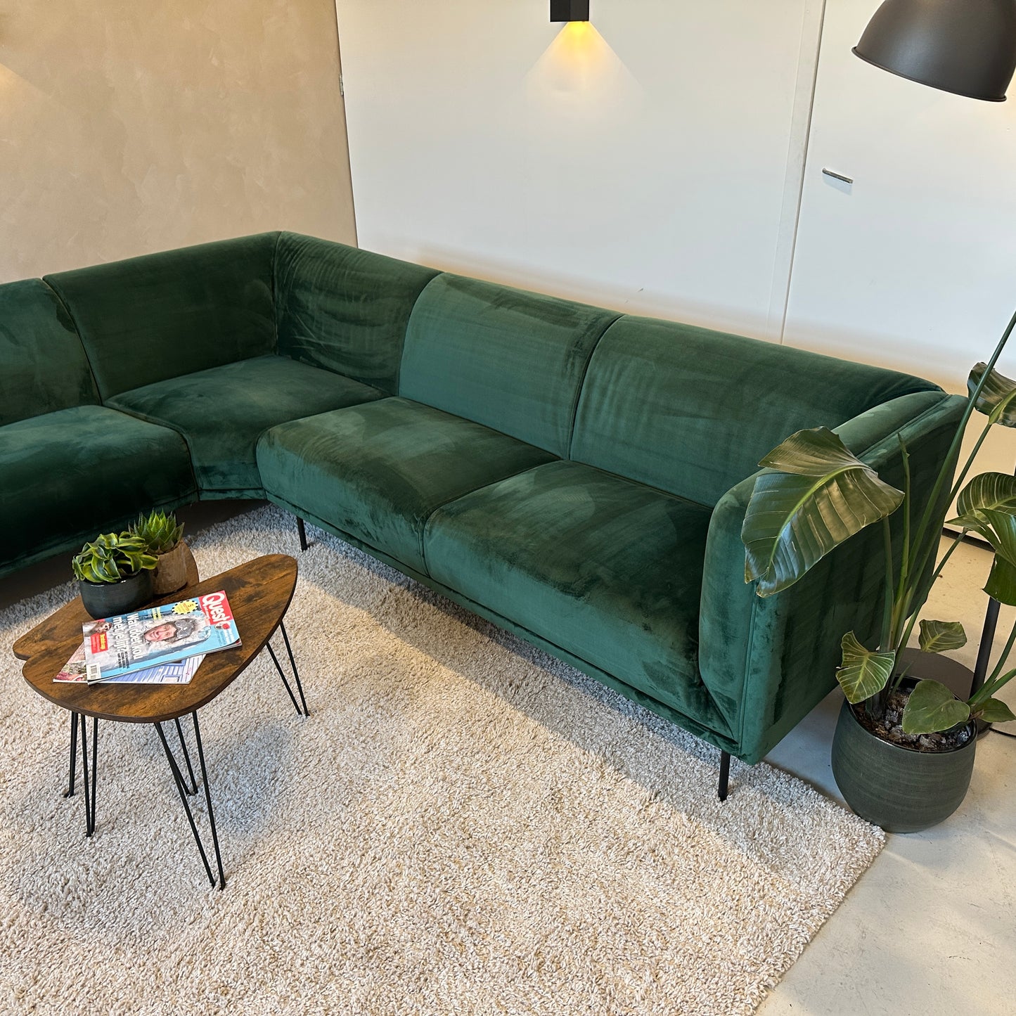 Woood hoekbank groen 280x235cm