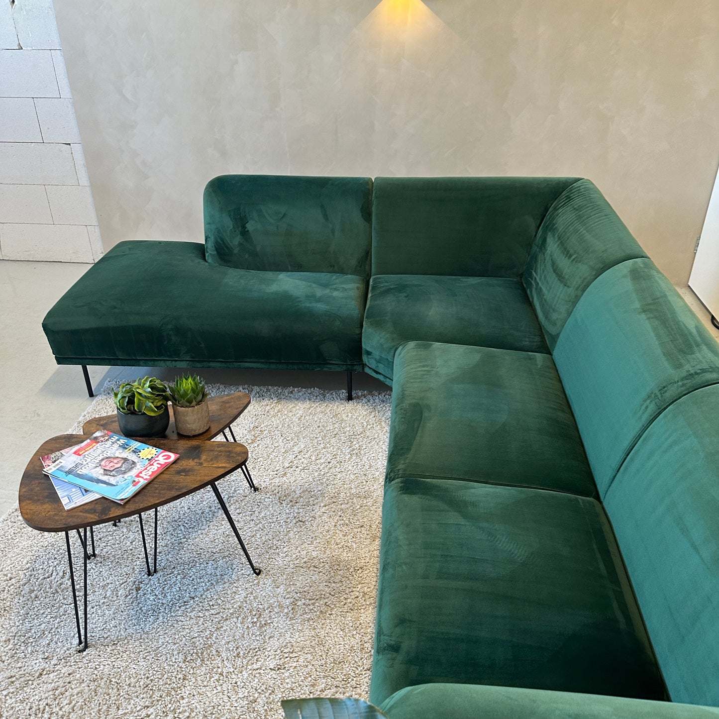 Woood hoekbank groen 280x235cm