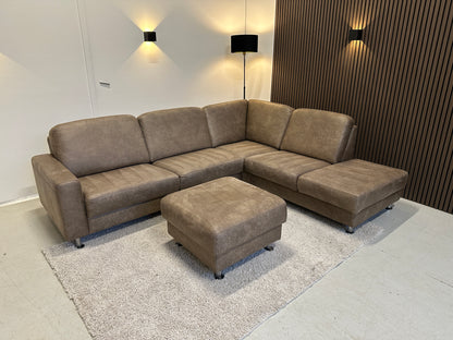 Taupe hoekbank eco leder 270x220cm