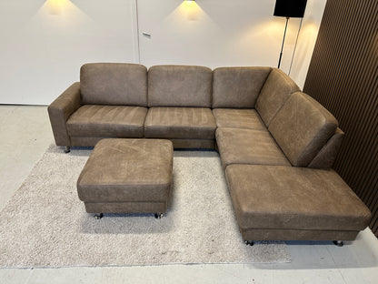 Taupe hoekbank eco leder 270x220cm