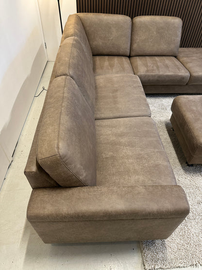 Taupe hoekbank eco leder 270x220cm