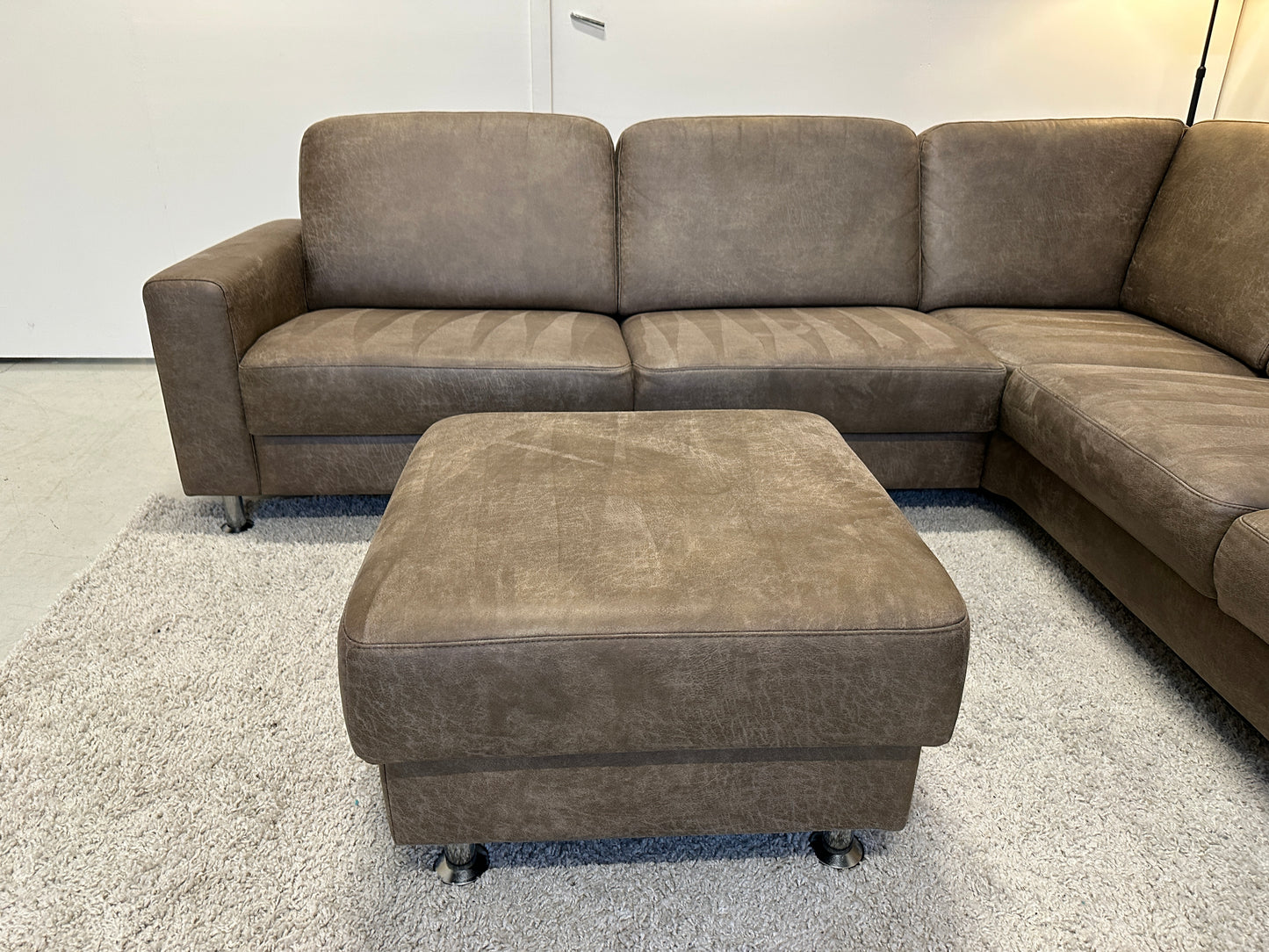 Taupe hoekbank eco leder 270x220cm