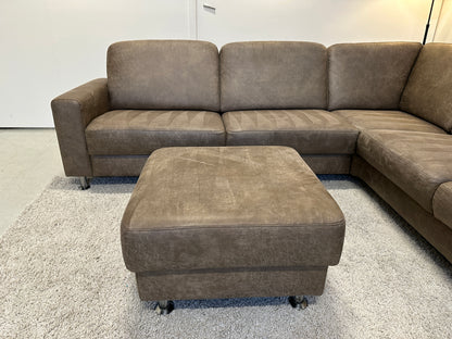 Taupe hoekbank eco leder 270x220cm