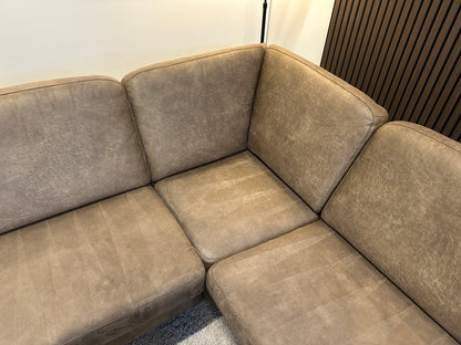 Taupe hoekbank eco leder 270x220cm