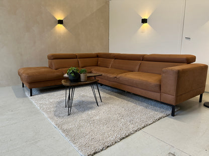 Cognac hoekbank 295x230 cm