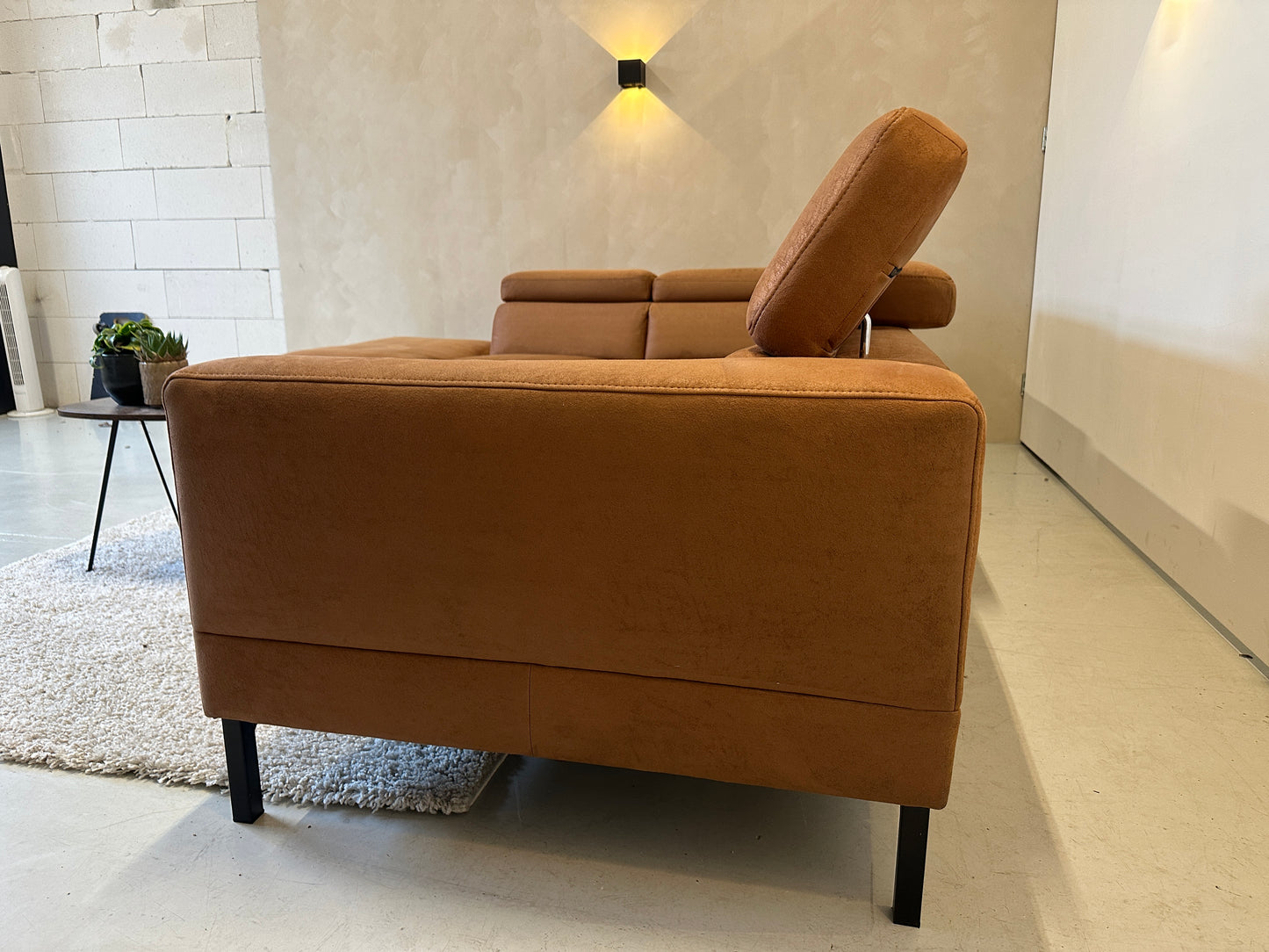 Cognac hoekbank 295x230 cm