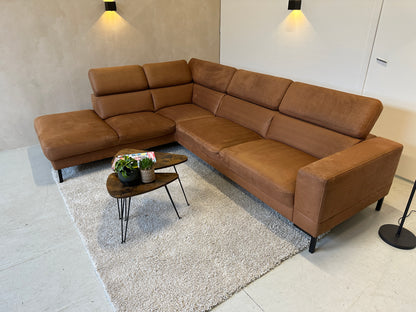 Cognac hoekbank 295x230 cm