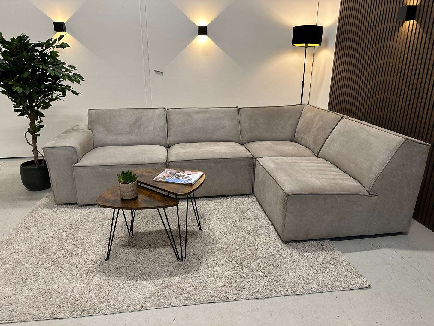 Modulaire hoekbank taupe 276x180cm