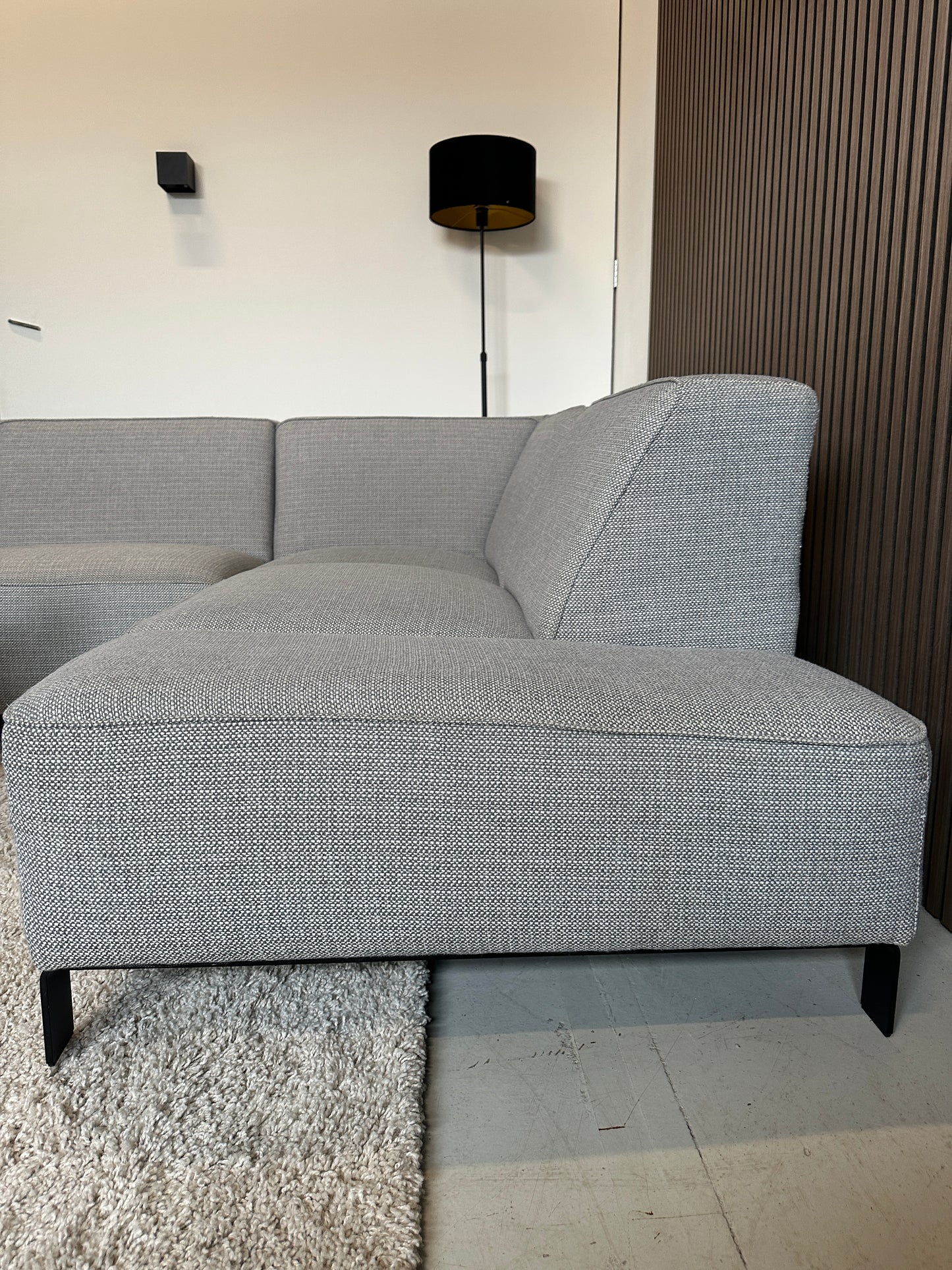 Grijs gemeleerde hoekbank 270x195cm