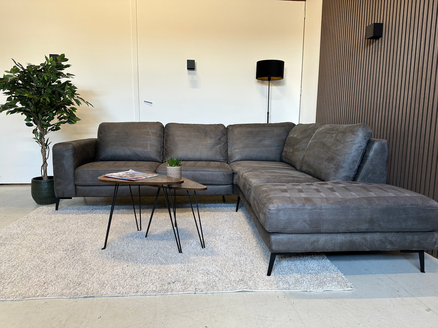 Hoekbank antraciet ecoleder 260x220cm