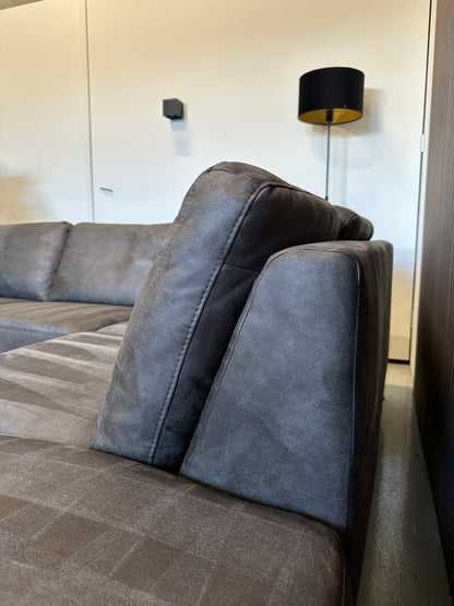Hoekbank antraciet ecoleder 260x220cm