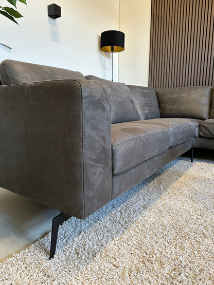Hoekbank antraciet ecoleder 260x220cm