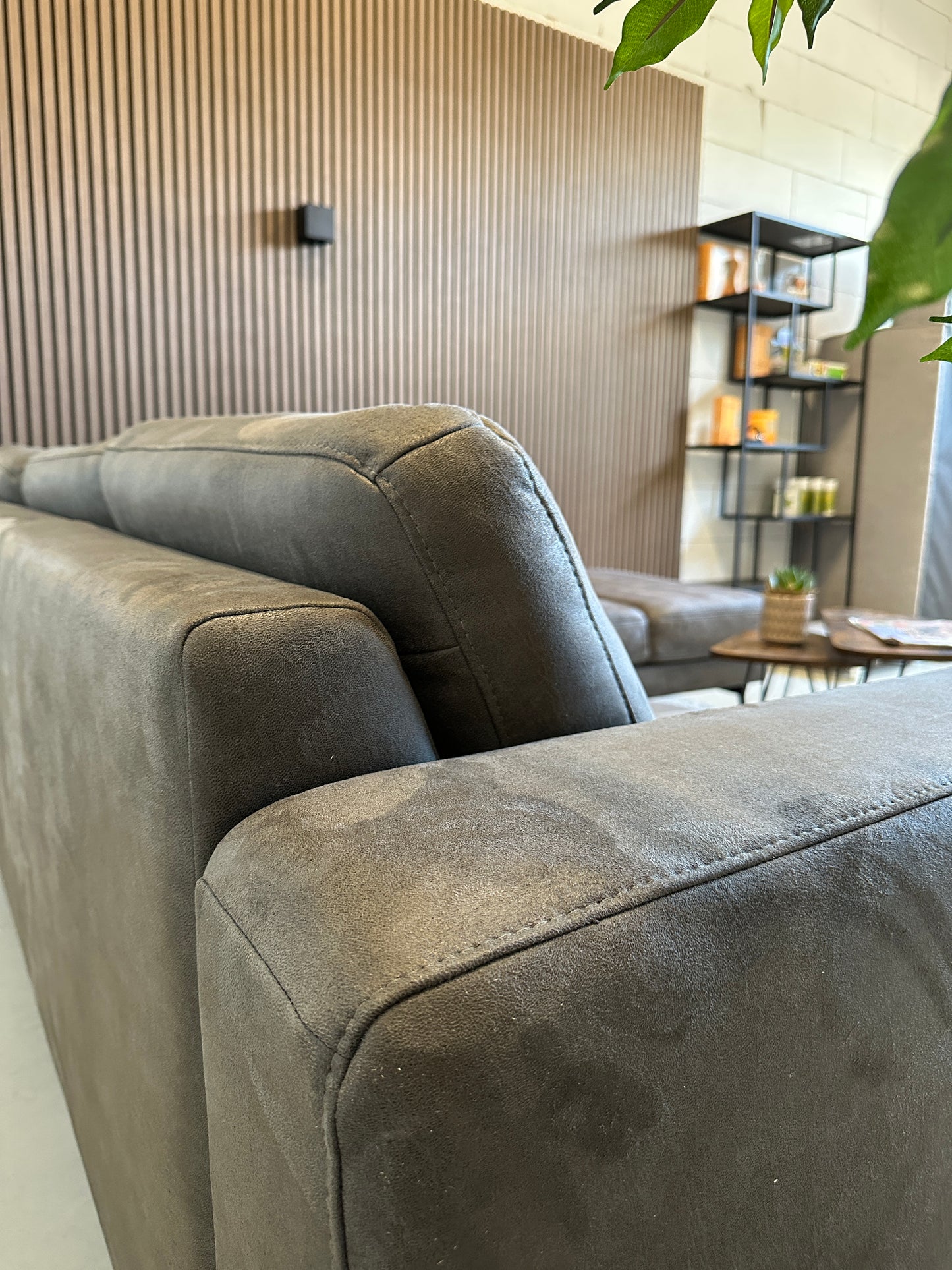 Hoekbank antraciet ecoleder 260x220cm