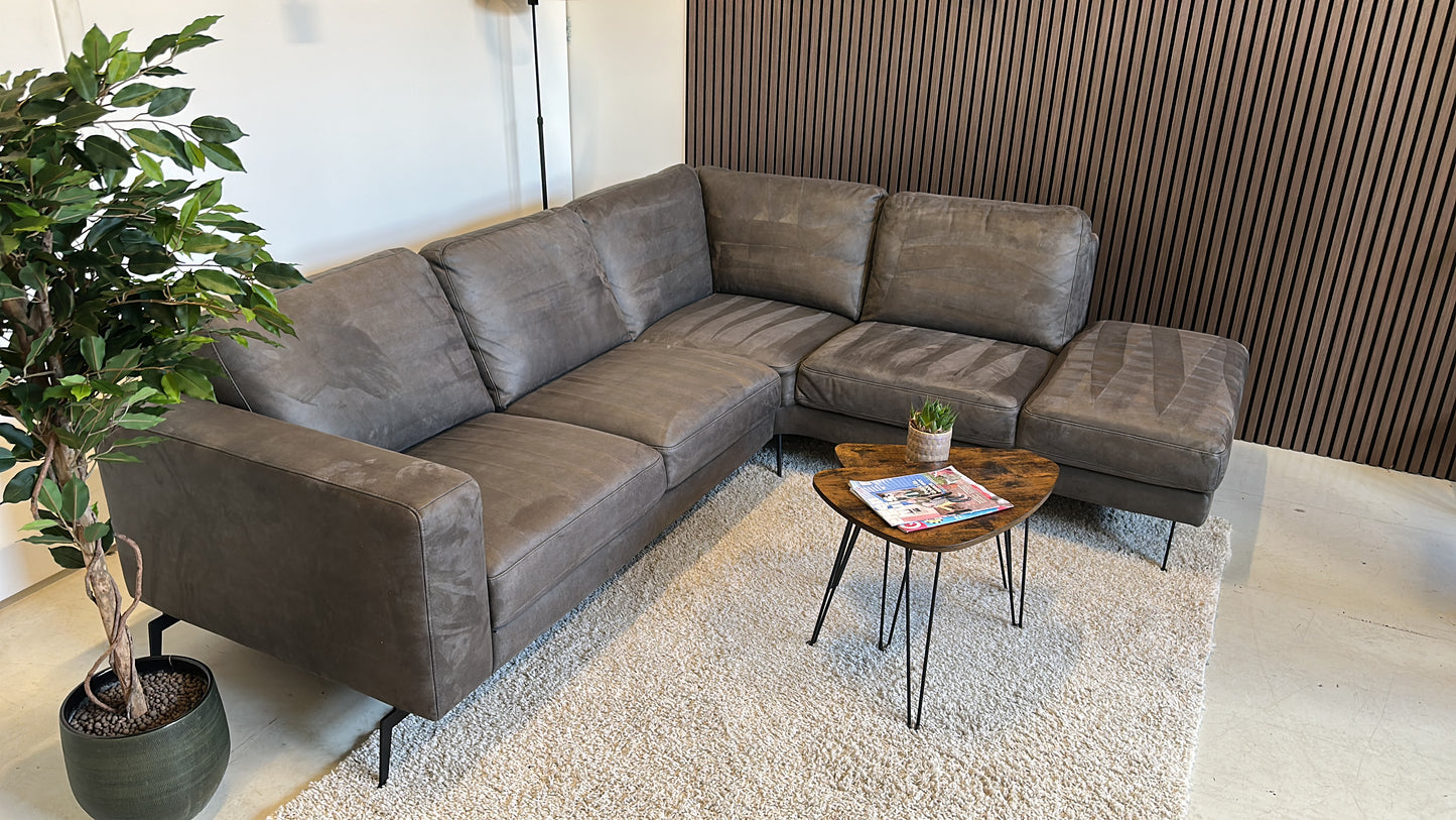 Hoekbank antraciet ecoleder 260x220cm