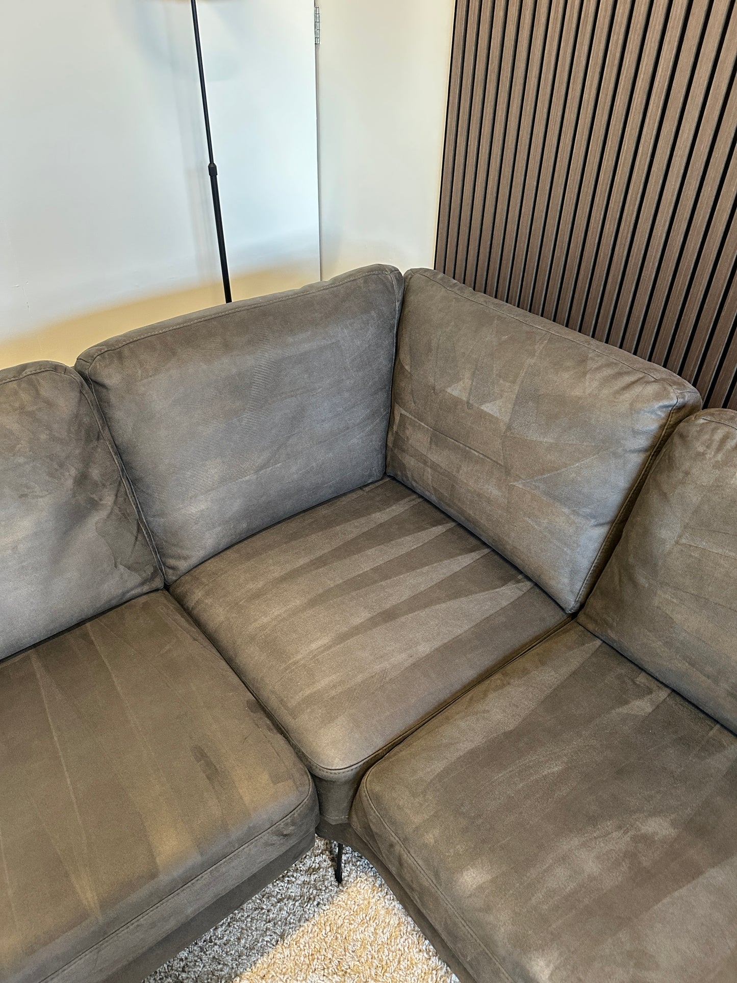 Hoekbank antraciet ecoleder 260x220cm