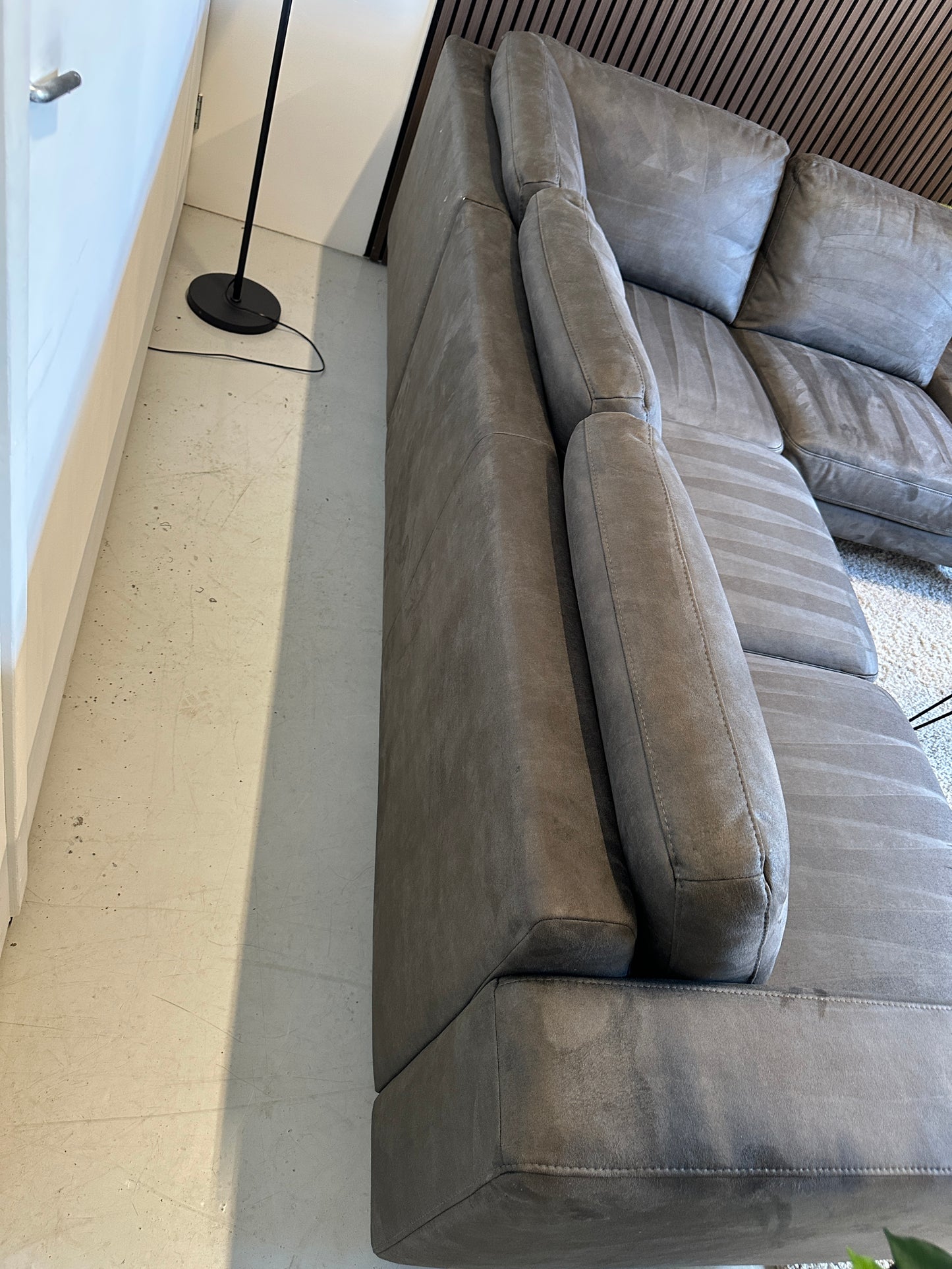 Hoekbank antraciet ecoleder 260x220cm