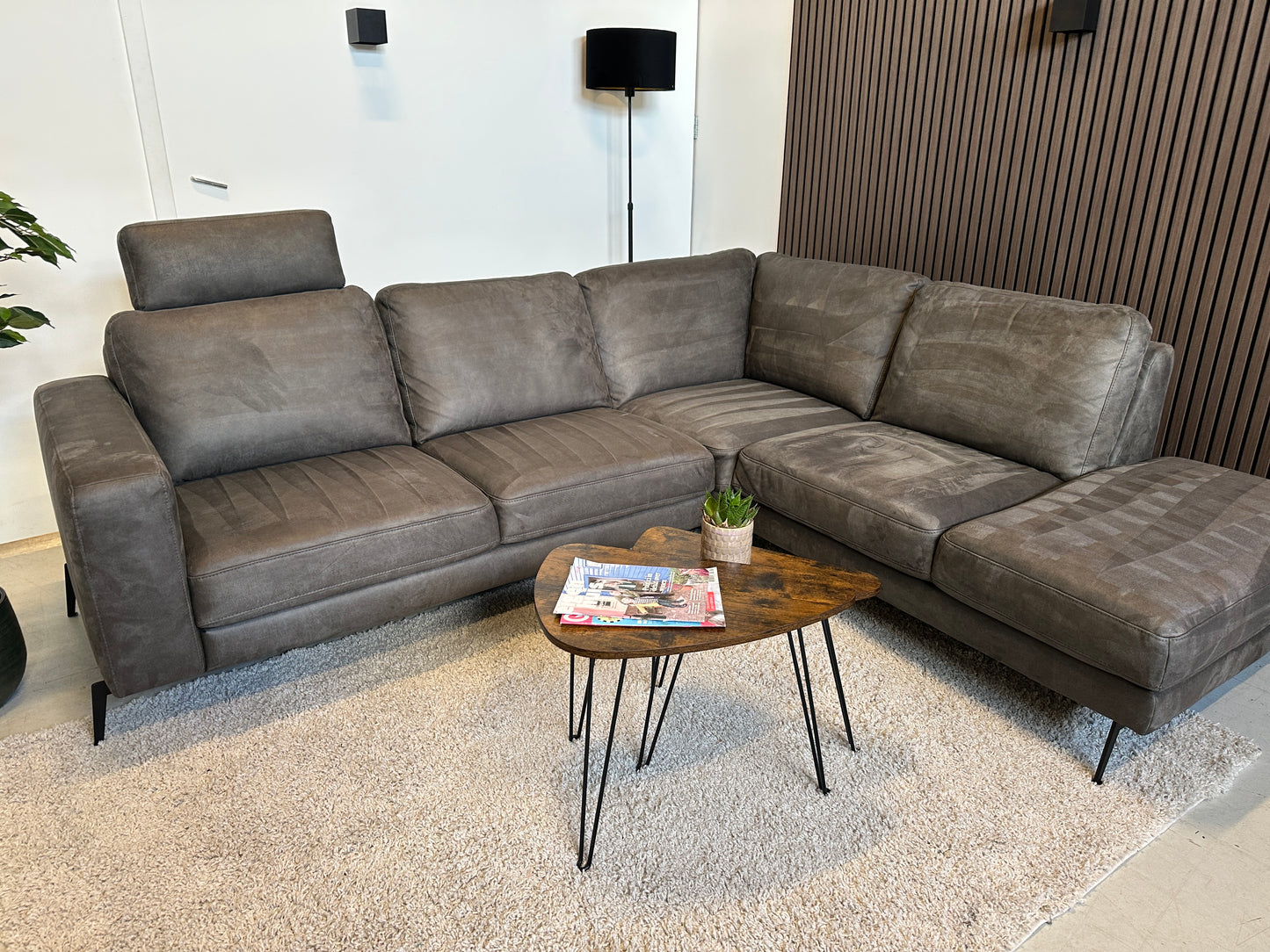 Hoekbank antraciet ecoleder 260x220cm