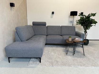 Blauw/grijze hoekbank 250x215cm