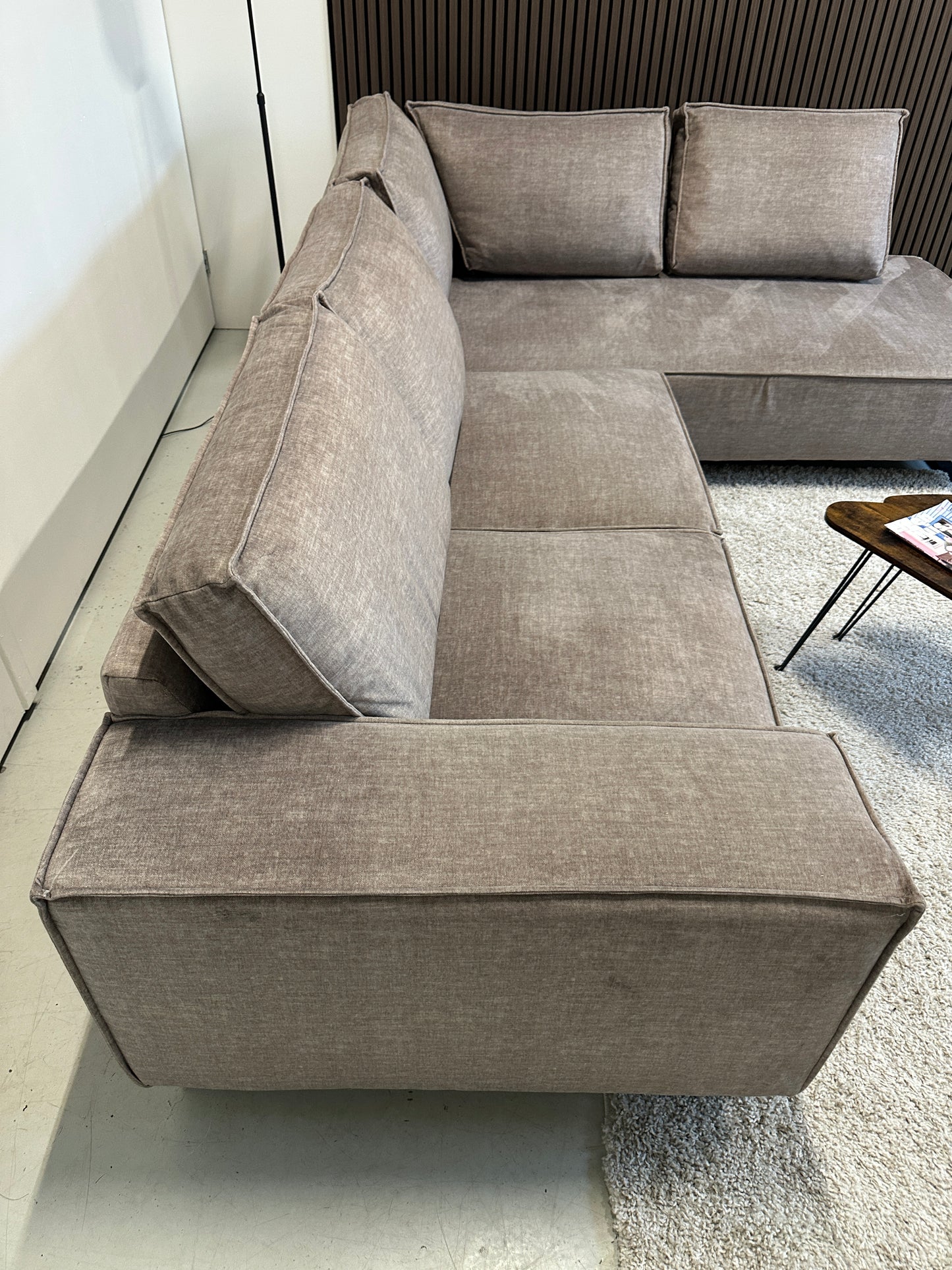 Velours hoekbank 290x223cm