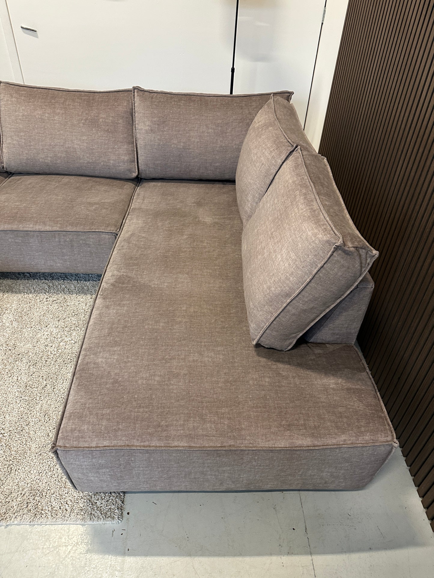 Velours hoekbank 290x223cm